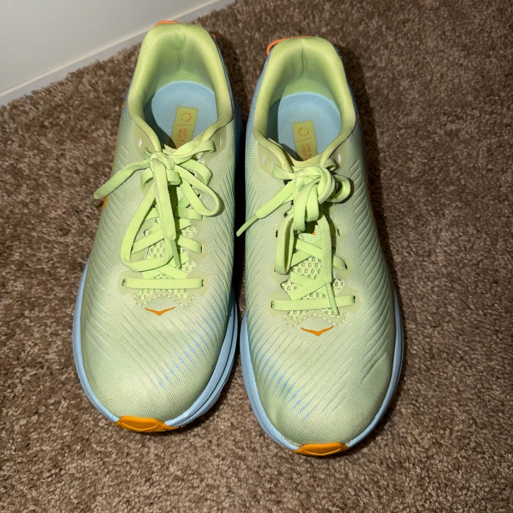 Hoka Lime and Blue Athletic Shoes